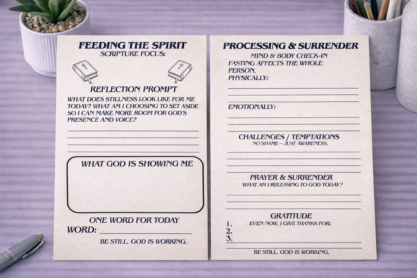 Be Still: God is Working~21 Day Fasting and Prayer Journal