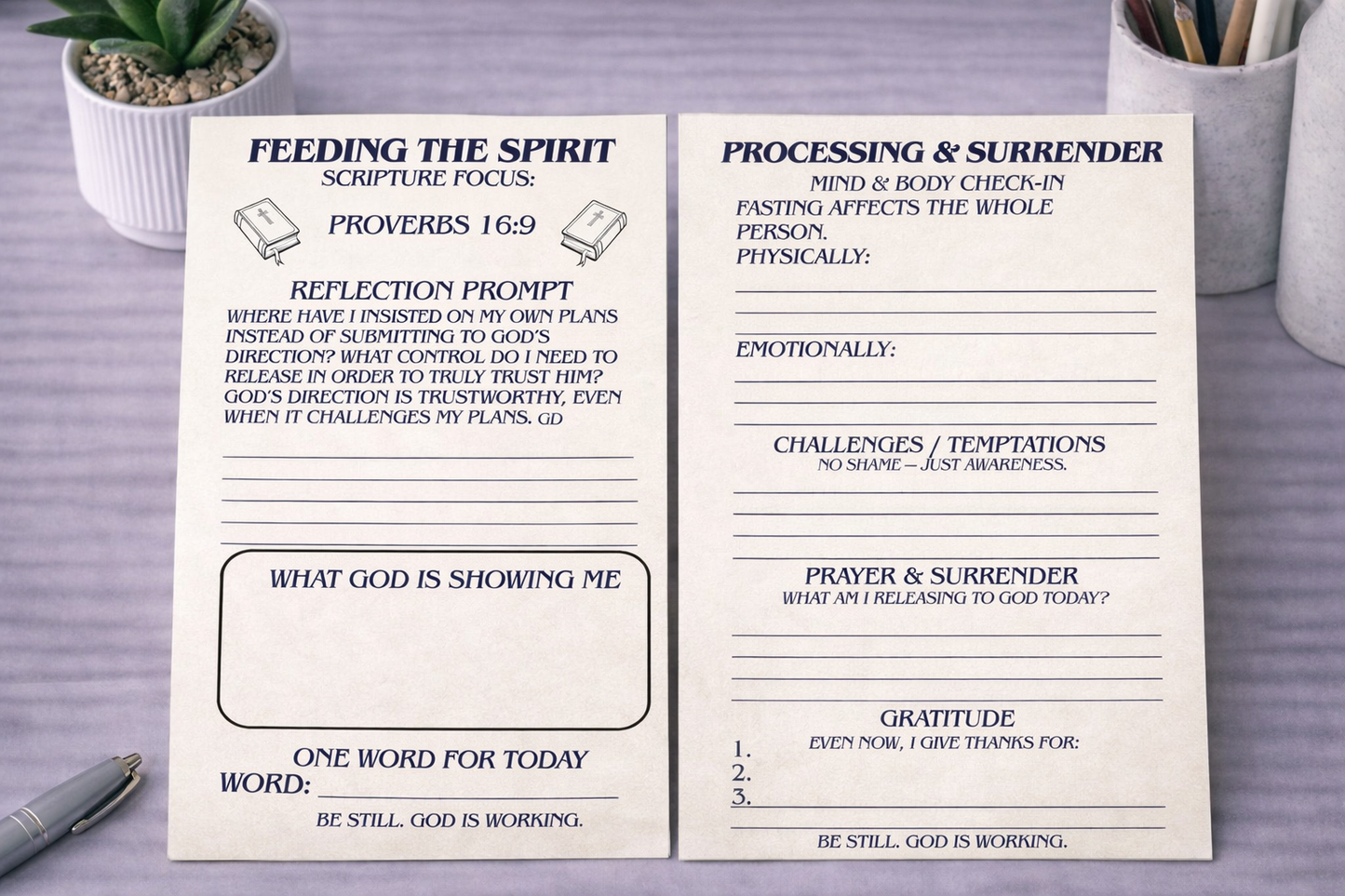 Be Still: God is Working~21 Day Fasting and Prayer Journal